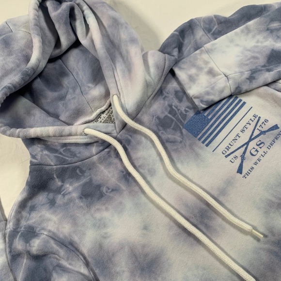 Grunt Style Hoodie US Flag 1776 Skull Tie Dye Pullover Mens Size S - Picture 1 of 8
